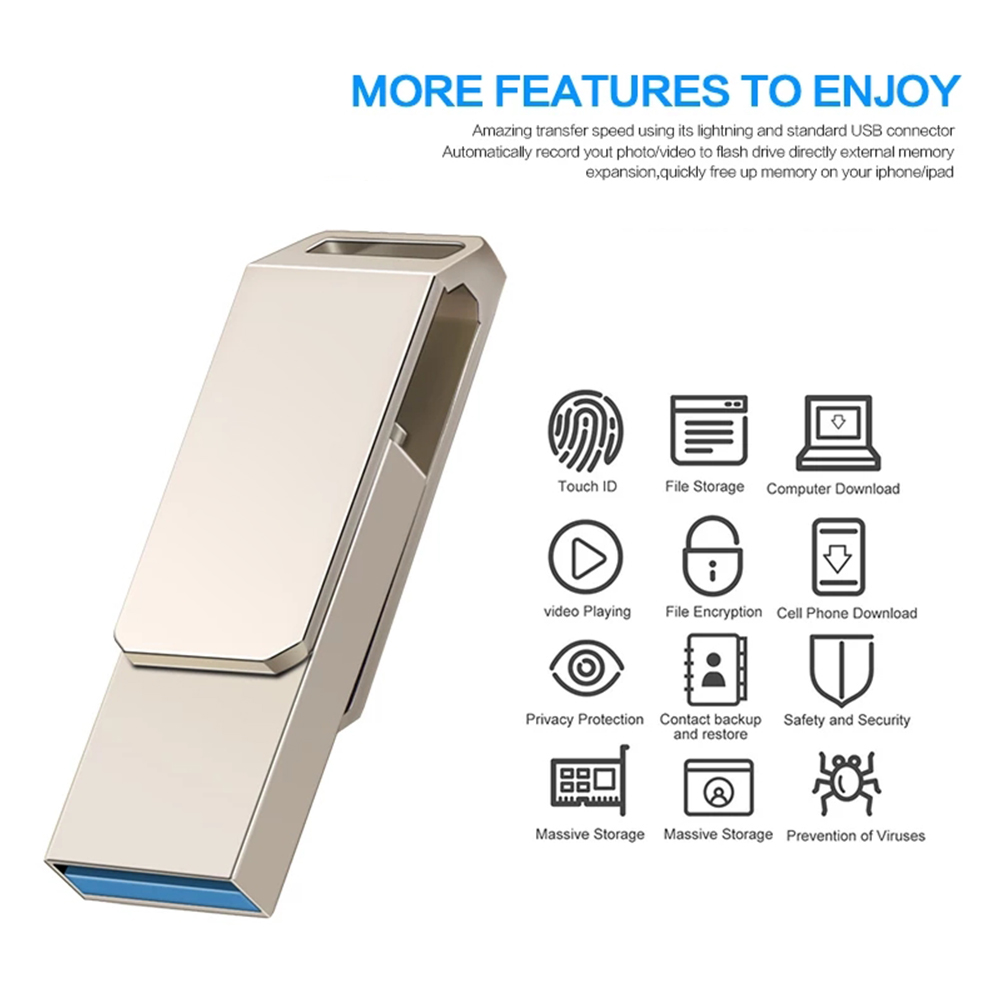 Ổ đĩa USB Flash Drive dành cho iPhone 6 / 6Plus / 7 / 7Plus / 8 / X / 11/12 Usb / Otg Lightning 2 trong 1 Ổ bút | BigBuy360 - bigbuy360.vn