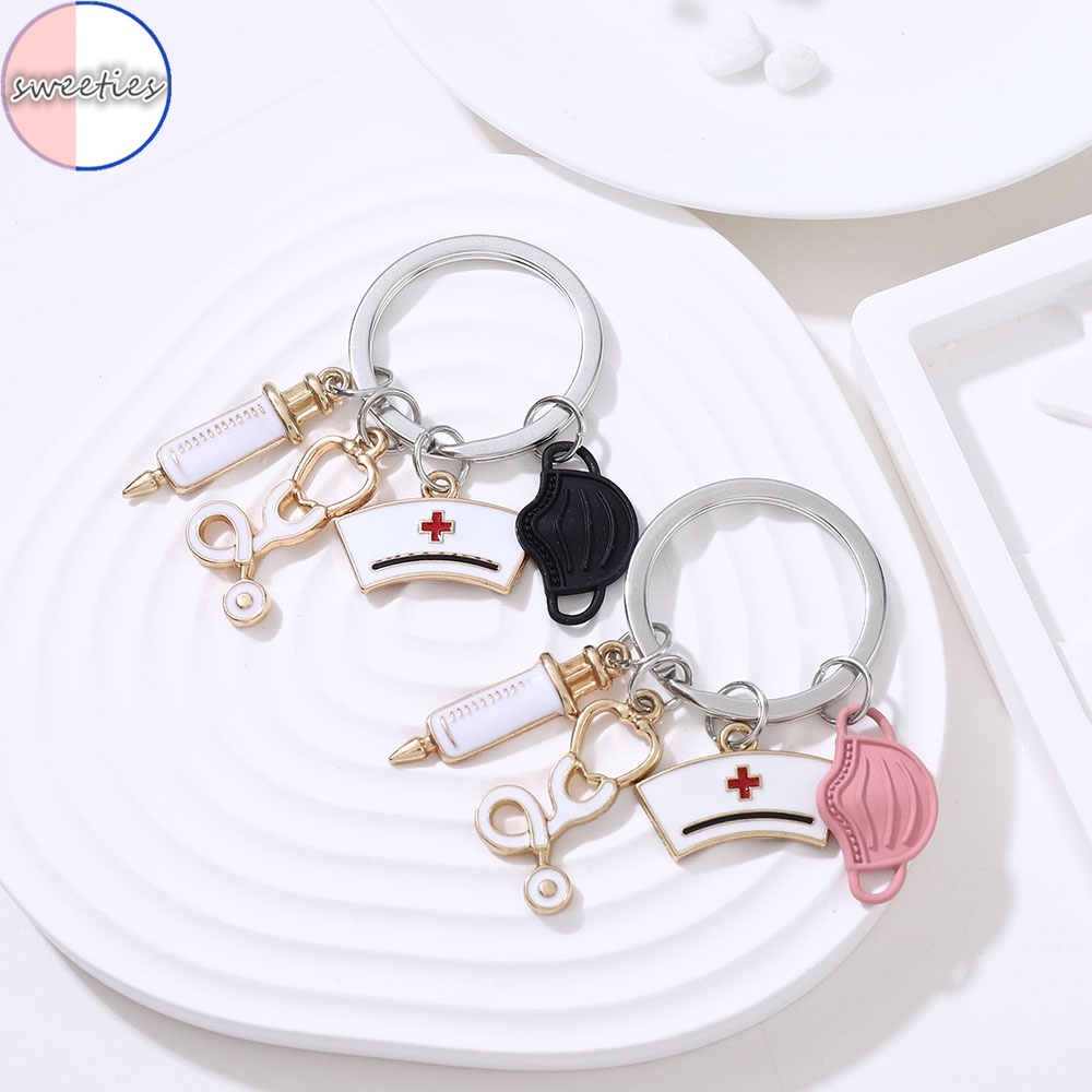 Móc khóa phối mặt phụ kiện của bác sĩ mini dễ thương DIY