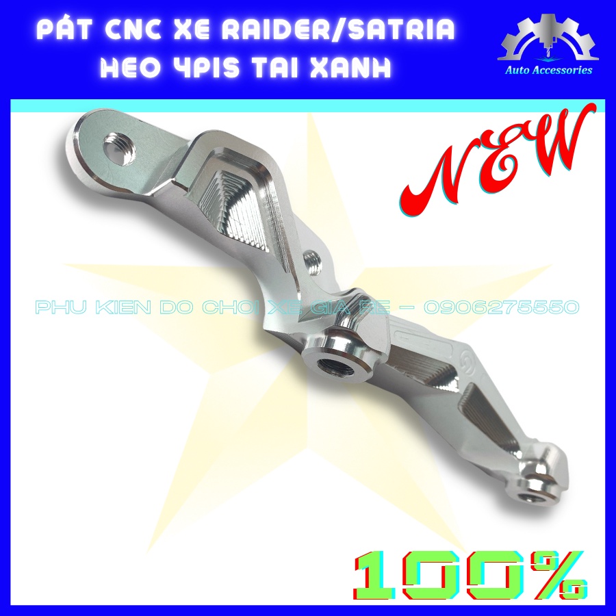 PÁT CNC - Pát Trước Raider Satria gắn Heo Dầu 4pis Lớn BRCMBE 50A (Heo Tai Xanh) đi đĩa size ZIN theo xe size 290mm