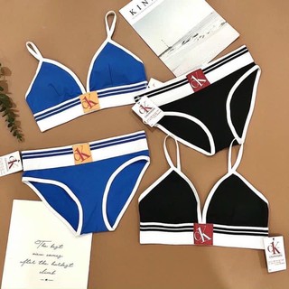 Set đồ lót thể thao cotton cạp gân màu xanh đen KÈM MÚT XỊN