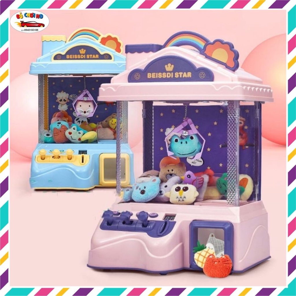 Đồ chơi máy gắp thú mini, máy gắp thú bông có nhạc có đèn cho bé