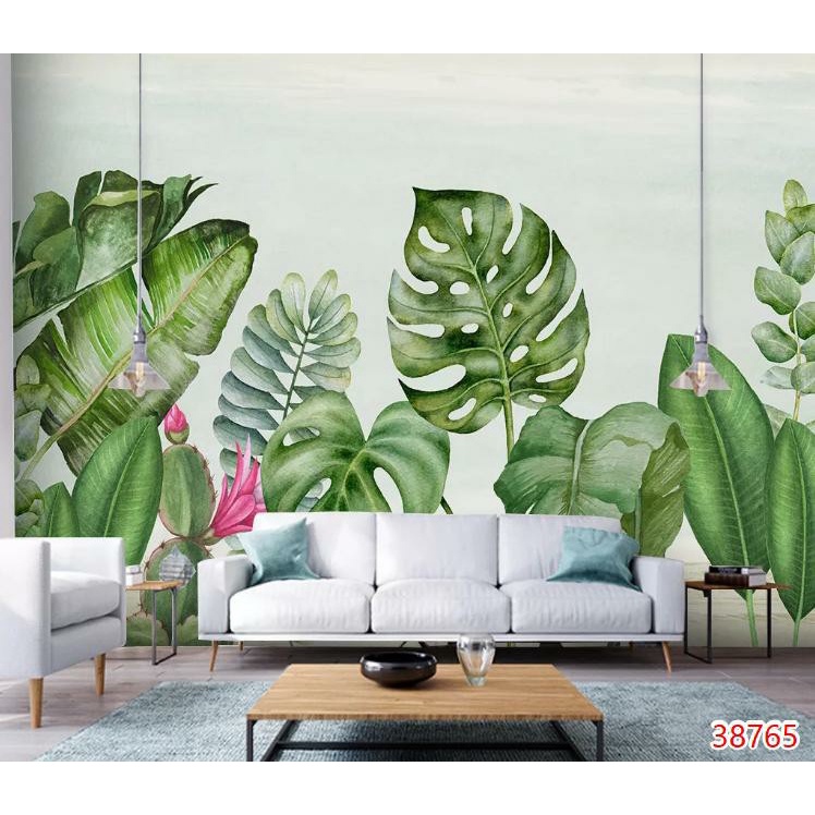Tranh dán tường 3d mẫu cây nhiệt đới trang trí nhà hoặc cửa hàng
