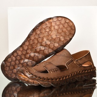 Giày sandal da bò phối đế cao su thời trang thoáng khí dành cho nam