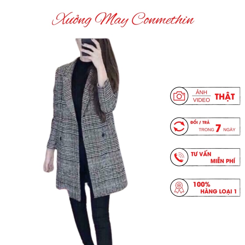 Áo Khoác dạ kẻ chất dạ đẹp dày dặn có lót 1 lớp lụa bên trong ullazzang _ Áo Khoác dạ unisex