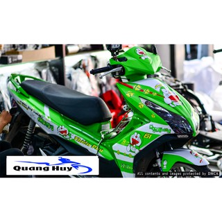 Tem trùm air blade xanh lá trắng doremon đời 2013-2014-2015, độ team trùm ab dán phủ dàn áo xe xanh trắng rẻ đẹp