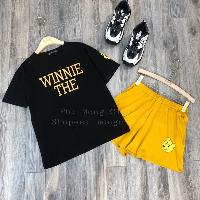 Set áo Winnie kèm quần sooc (Hình thật + móc treo áo có khắc tên Mong Clothing)