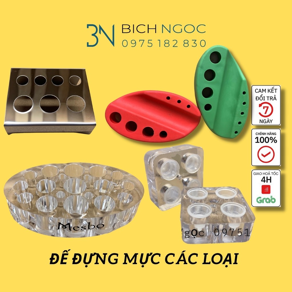 Đế đựng mực, các loại đế đựng chum mực trong phun xăm tattoo sạch sẽ