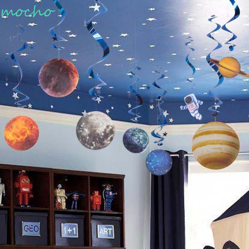 MOCHO Astronaut Home Decor Space Theme Solar System Hanging Swirl family party Festival Decorations Anniversary Classroom 10pcs Blast Off Birthday Party Planetary Exploration/Multicolor