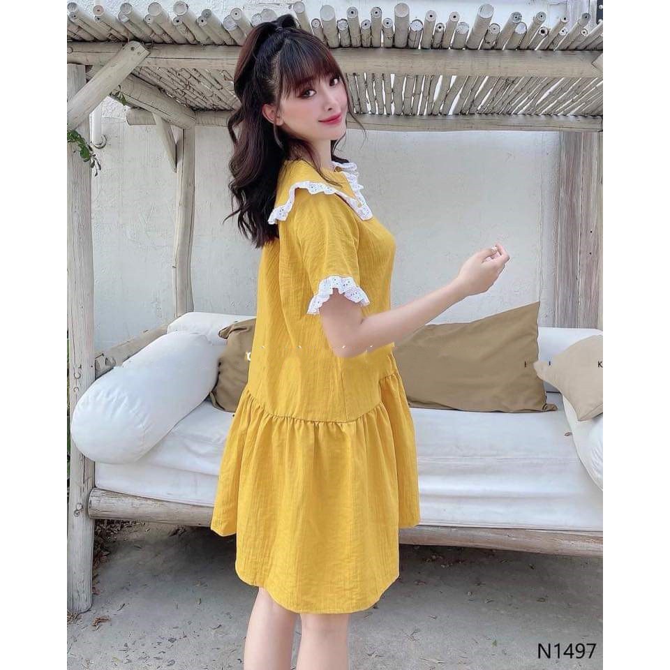 Váy bầu thời trang thiết kế M290 chất đũi hàn freesize từ 45 đến 70kg