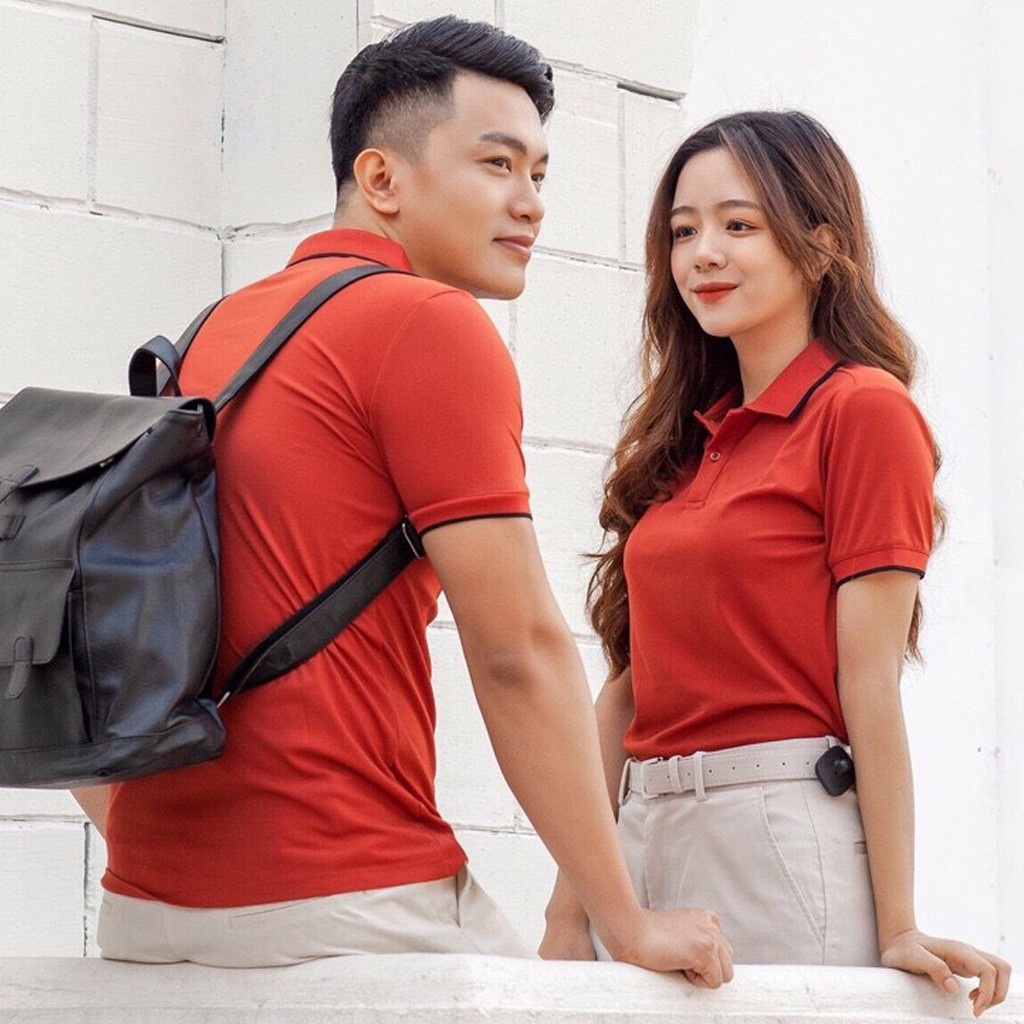 Áo thun nam nữ ngắn tay cổ bẻ phối viền pantoni, Áo polo chất vải cá sấu dày dặn thoáng mát (ACBPV)