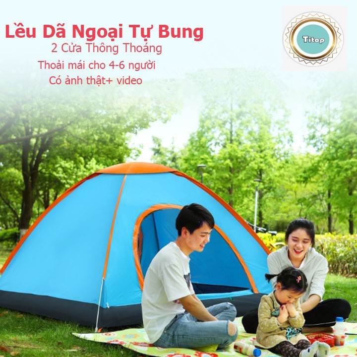 Lều Cắm Trại Tự Bung Ngoài Trời Dành Cho 3-5 Người Dày Dặn Chống Nước