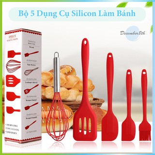 Có Sẵn Nhiều Màu - Bộ 5 Dụng Cụ Silicon Làm Bánh Cơ Bản Hot Trend