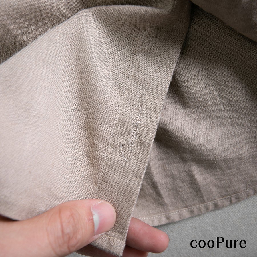 Áo sơ mi dài tay cooPure 100% đũi recyle mềm mịn, hình thêu tinh tế NO.2254 (4 màu)