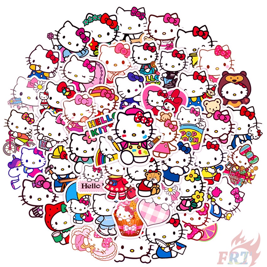 ❉ Hình Dán Hello Kitty Series 08 ❉ Bộ 50 Sticker Họa Tiết Doodle Hợp Thời Trang