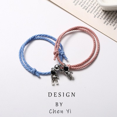 Vòng Đeo Tay Cặp Đôi Cá Tính Cho Nam Châm Mặt Hình Phi Hành Gia Rainbow Cầu Vồng Thời Trang - Lắc Tay Couple - Vòng Tay Couple