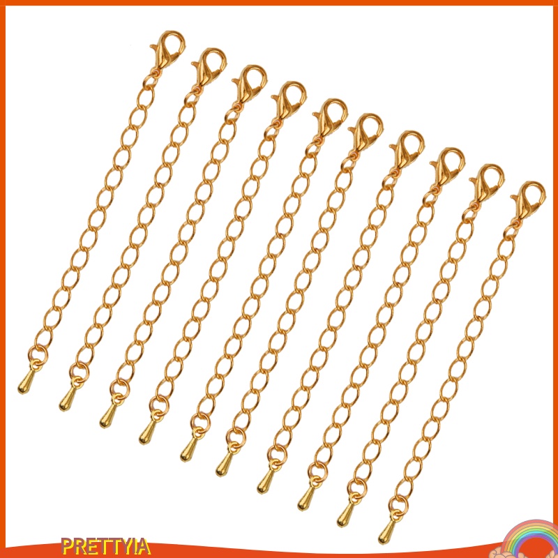 Bộ 10 dây xích nới rộng dây chuyền bằng hợp kim có móc gài càng cua mạ vàng 75mm