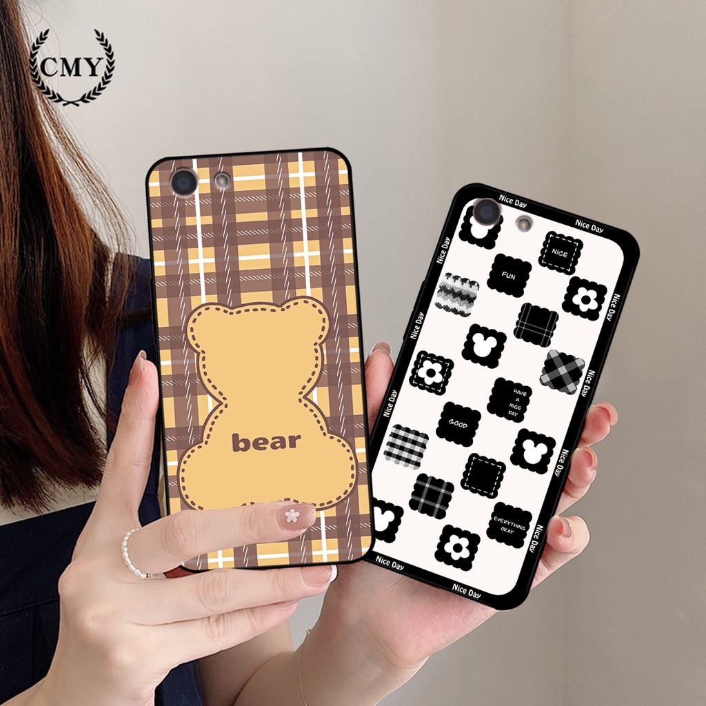 Ốp lưng Oppo F1s / F1 Plus - Oppo F3 / F3 Plus in hoạ tiết caro đen trắng, hoa cúc, gấu bear bền đẹp