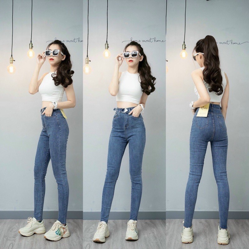HOT TREND -  Quần Jeans Nữ phụ kiện Tam Giác Chất Vải Dày Dặn, Tôn Dáng Thời Trang Nữ Hàng Cao Cấp
