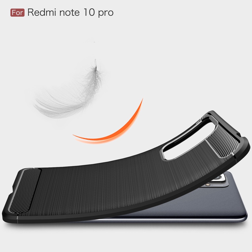 Ốp lưng Xiaomi Redmi Note 10 Pro 6.67&quot; ốp phay xước carbon vân kim cương chống shock cao cấp, Cường Lực Full màn 9D