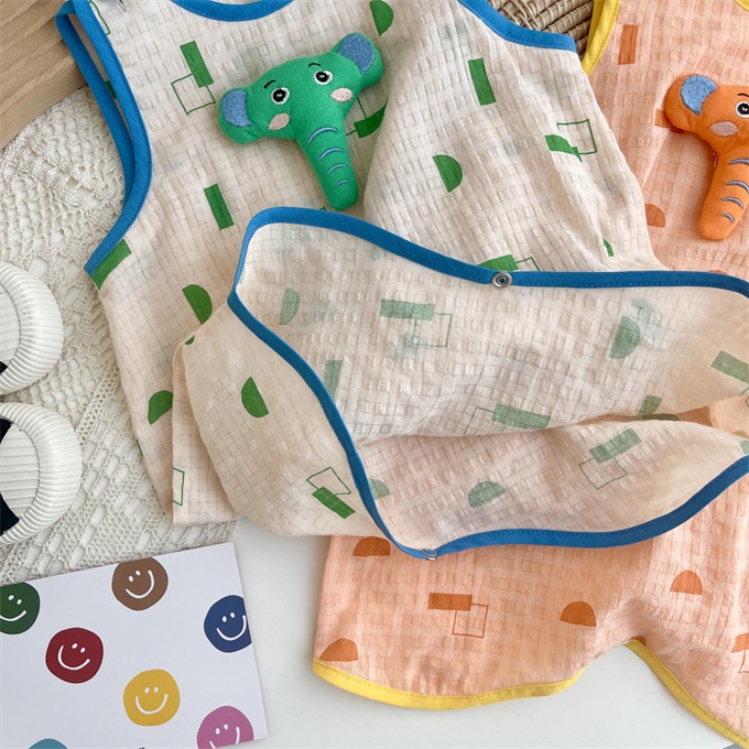 Bộ Áo Liền Quần Không Tay Bằng Cotton In Hoạt Hình Dành Cho Bé Trai Gái 0-24 Tháng Tuổi