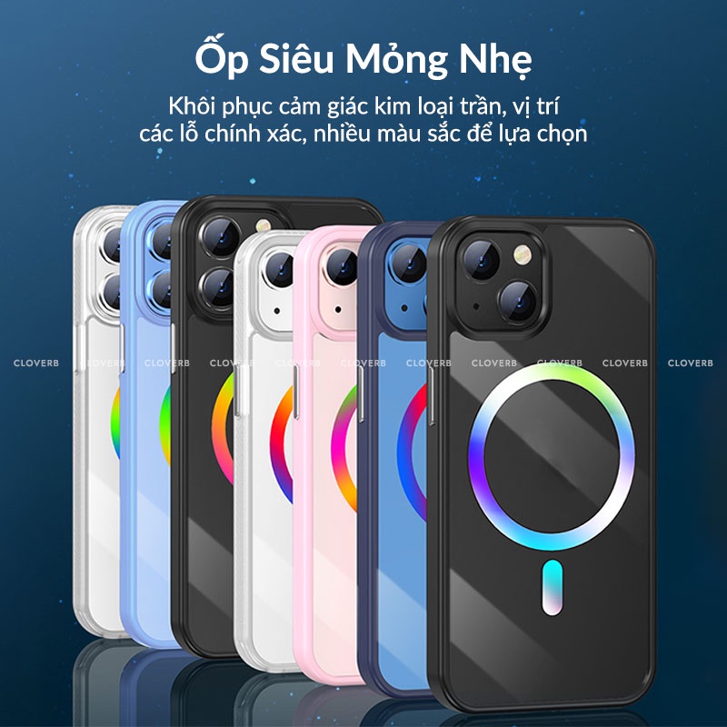 Ốp Lưng Trong Suốt Viền Màu Totu Chống Sốc Sạc Không Dây Từ Tính Lực Hút Mạnh Chống Nhiễu Bảo Vệ Camera Cho iP13 Pro Max