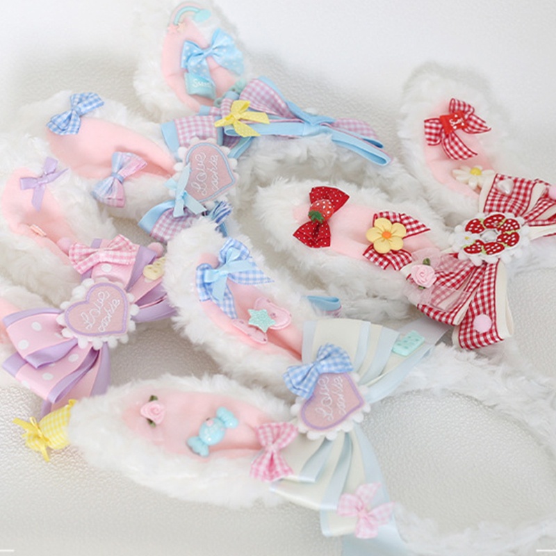 Băng Đô Tai Thỏ Họa Tiết Hoạt Hình Phong Cách Lolita