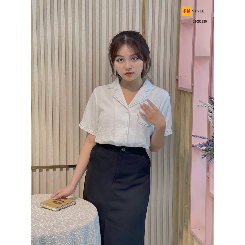 Áo sơ mi nữ tay ngắn FMSTYLE form rộng vải cotton cao cấp họa tiết chỉ nổi ulzzang mang đi học đi làm 220323405 | BigBuy360 - bigbuy360.vn