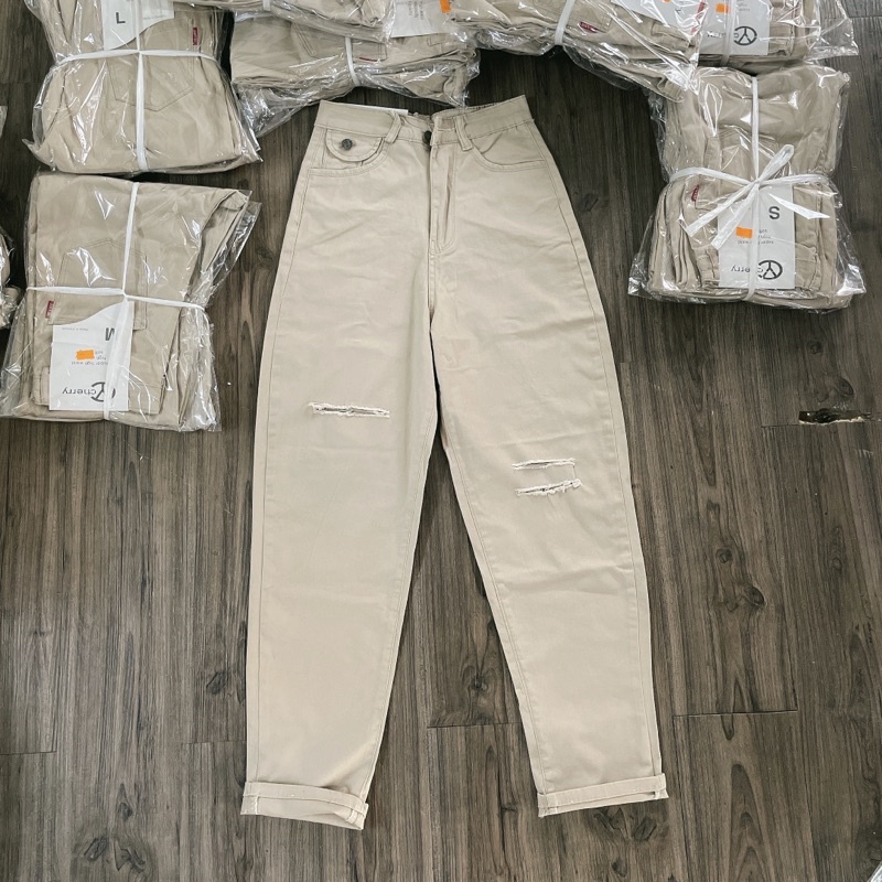 Quần baggy kaki rách gối - shop có kèm hình và video chính chủ