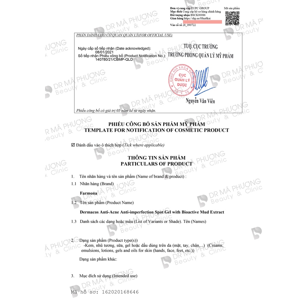 Gel CHẤM MỤN DERMACOS anti acne Spot gel