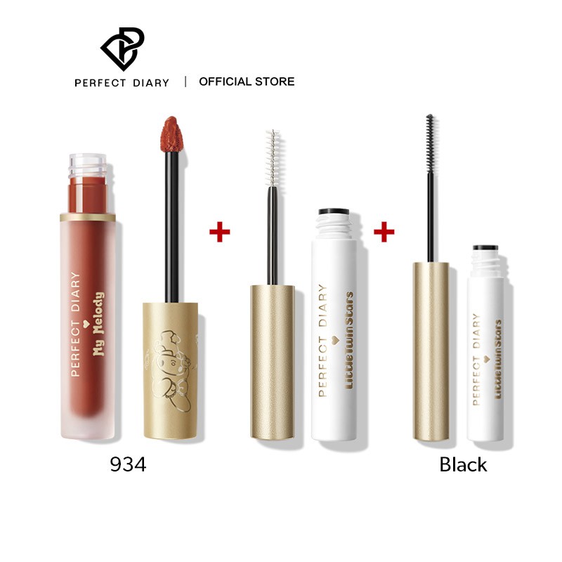 Set Son kem lì 2.5g+ Mascara Lót 2.5g+ Chuốt Mi 2.5g Perfect Diary Cho Trang Điểm