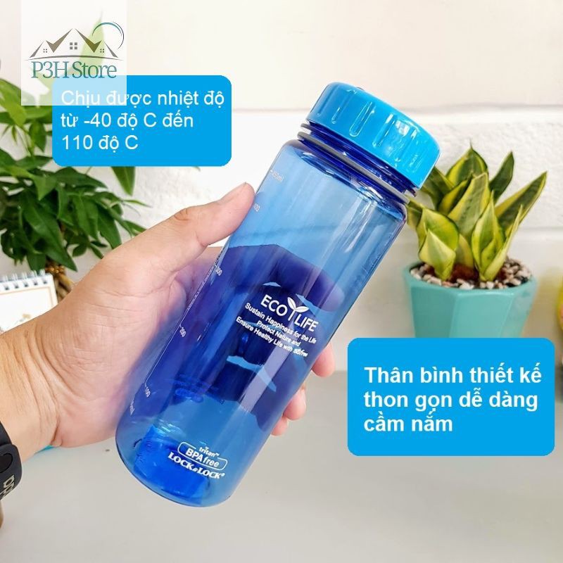 Bình nước cho bé đi học Lock&amp;Lock Eco Life nhựa Tritan dung tích 500ml ABF613