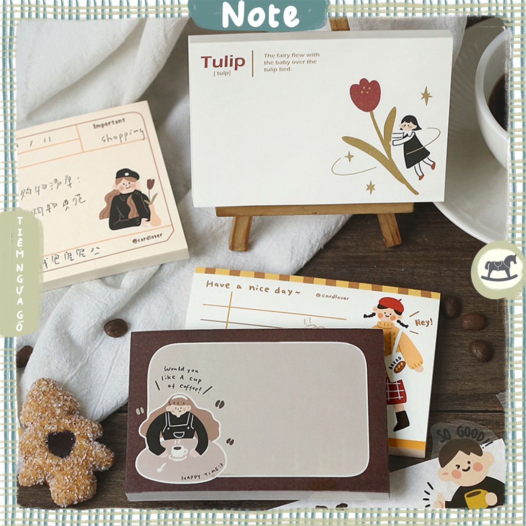 Tập 80 Note B7 Caramel Melody Giấy Note Ghi Chú Cute Dễ Thương Trang Trí Bullet Journal - Tiệm Ngựa Gỗ