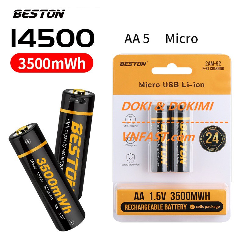 Pin sạc  USB AA 1.5V 3500mWh - pin USB sạc AAA 1.5V Usb - Chính hãng bh 12 tháng