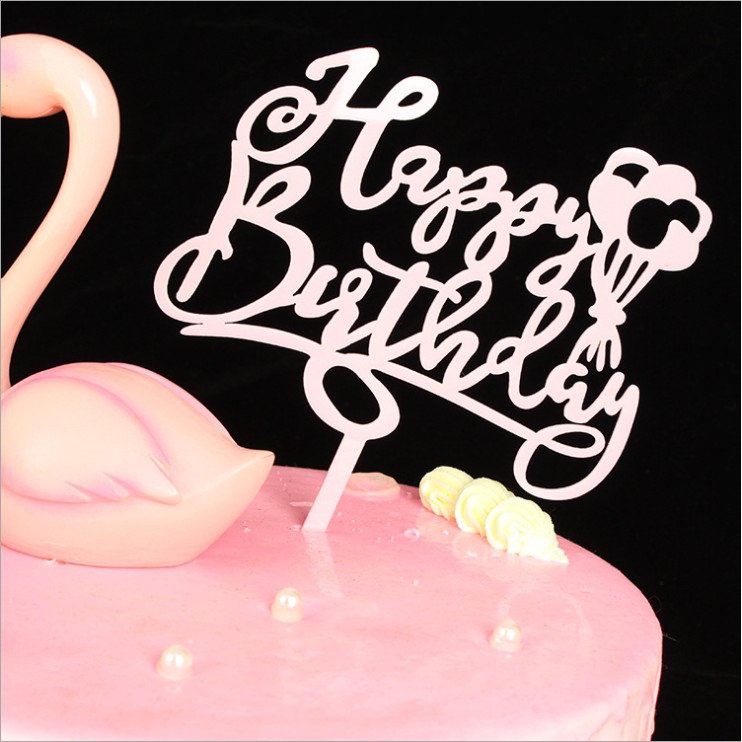 Phụ Kiện Trang Trí Bánh Sinh Nhật Bánh Kem - Combo 10 chiếc mica tráng gương hpbd chùm bóng vàng