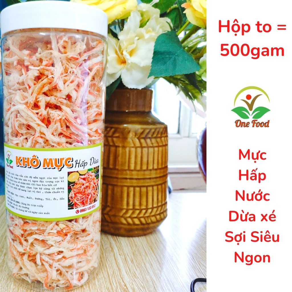 Khô Mực Hấp Nước Dừa Xé Sợi Loại 1, Mực Khô xé cay, Đồ Ăn Vặt Hà Nội Siêu Ngon, OneFood68