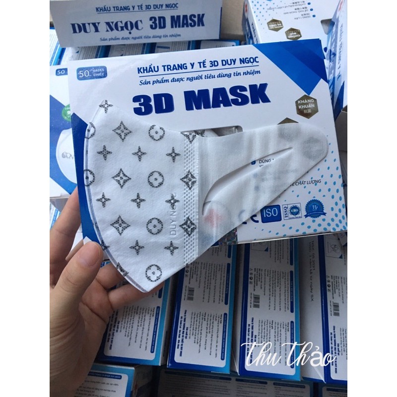 Hộp 50 chiếc khẩu trang 3D Mask Duy Ngọc họa tiết LV kháng khuẩn