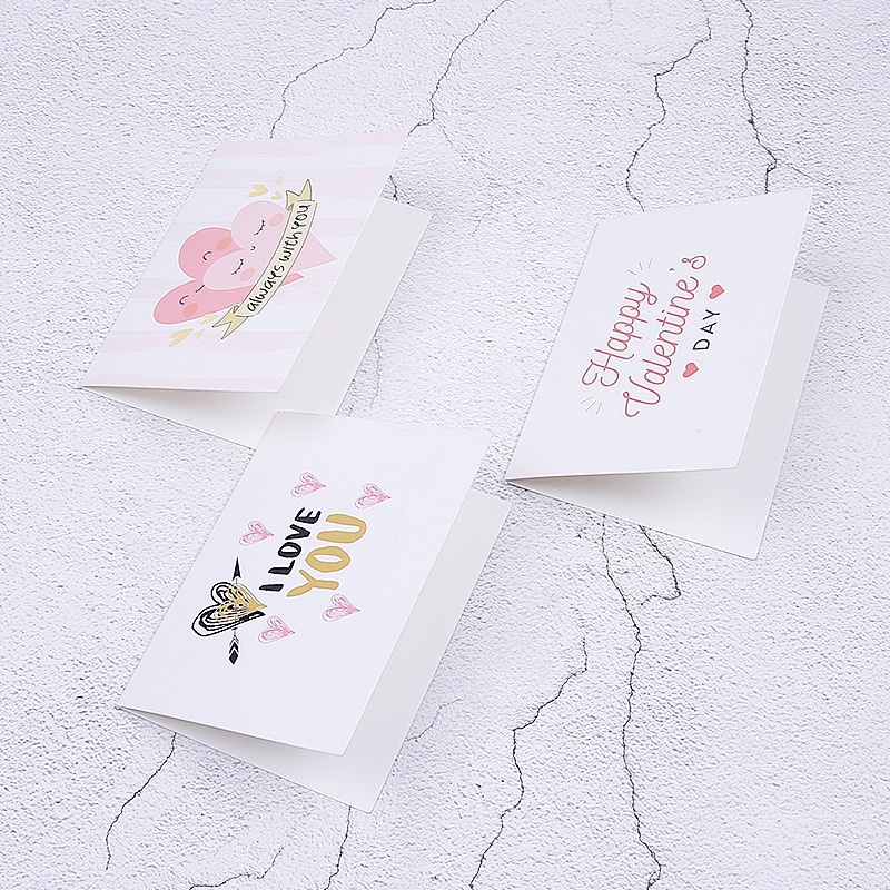 Thiệp Giấy Valentine’ Day, Thiệp Tình Yêu, Thiệp Cho Vào Giỏ Quà Kích Thước Gập Đôi 7x9,5cm