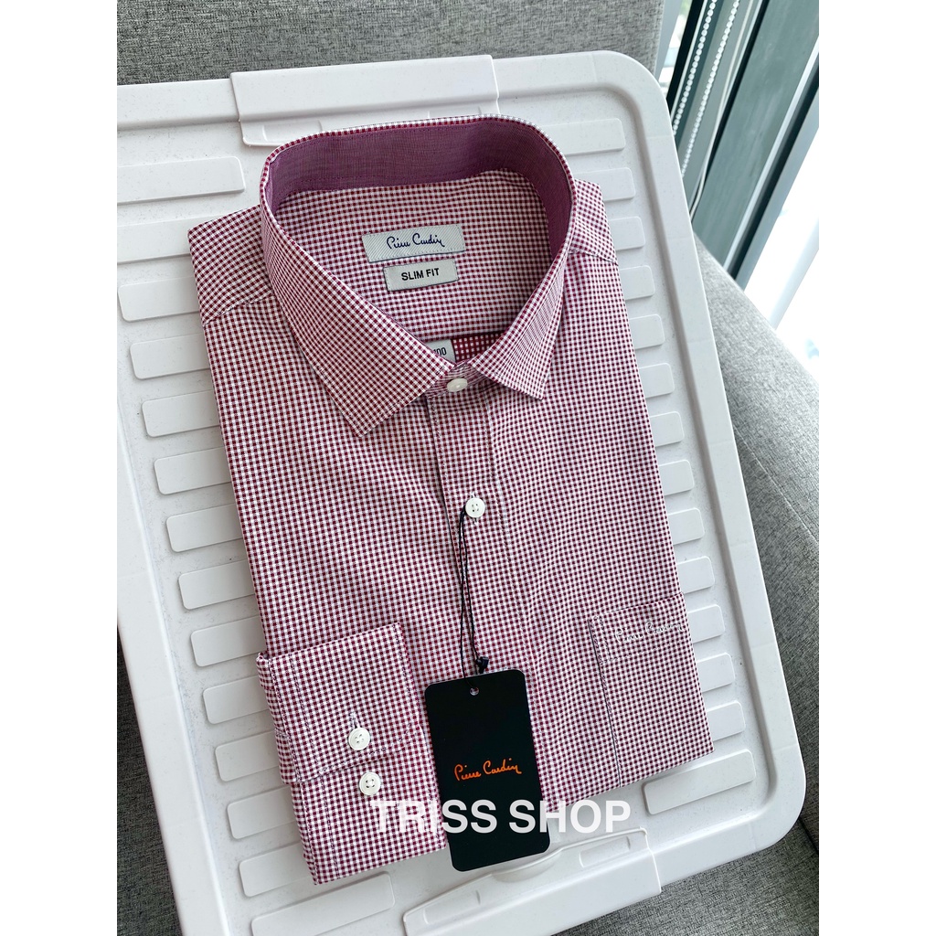 Áo sơ mi nam dài tay Pierre Cardin 10 vải cotton chống nhăn form slimfit
