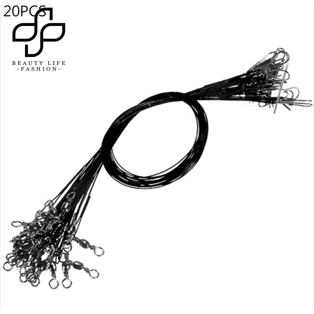 Bộ 20 dây dẫn câu cá bằng thép chống cắn tiện lợi chất lượng cao