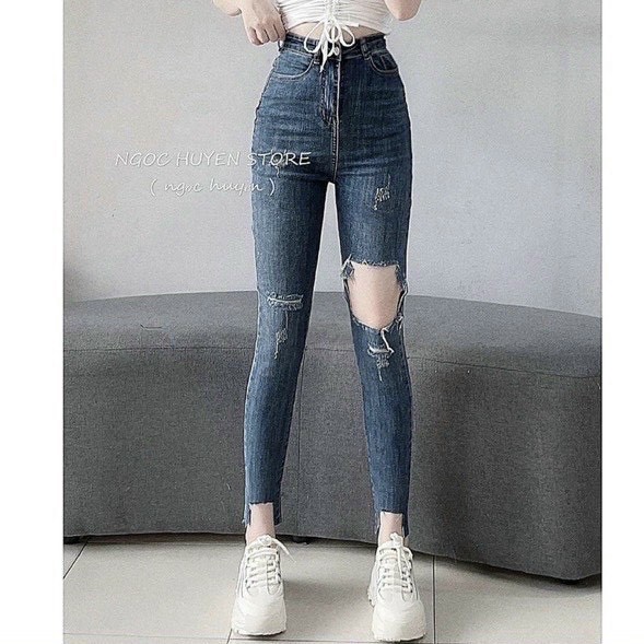 Quần Jeans Rách Dài Siêu Đẹp