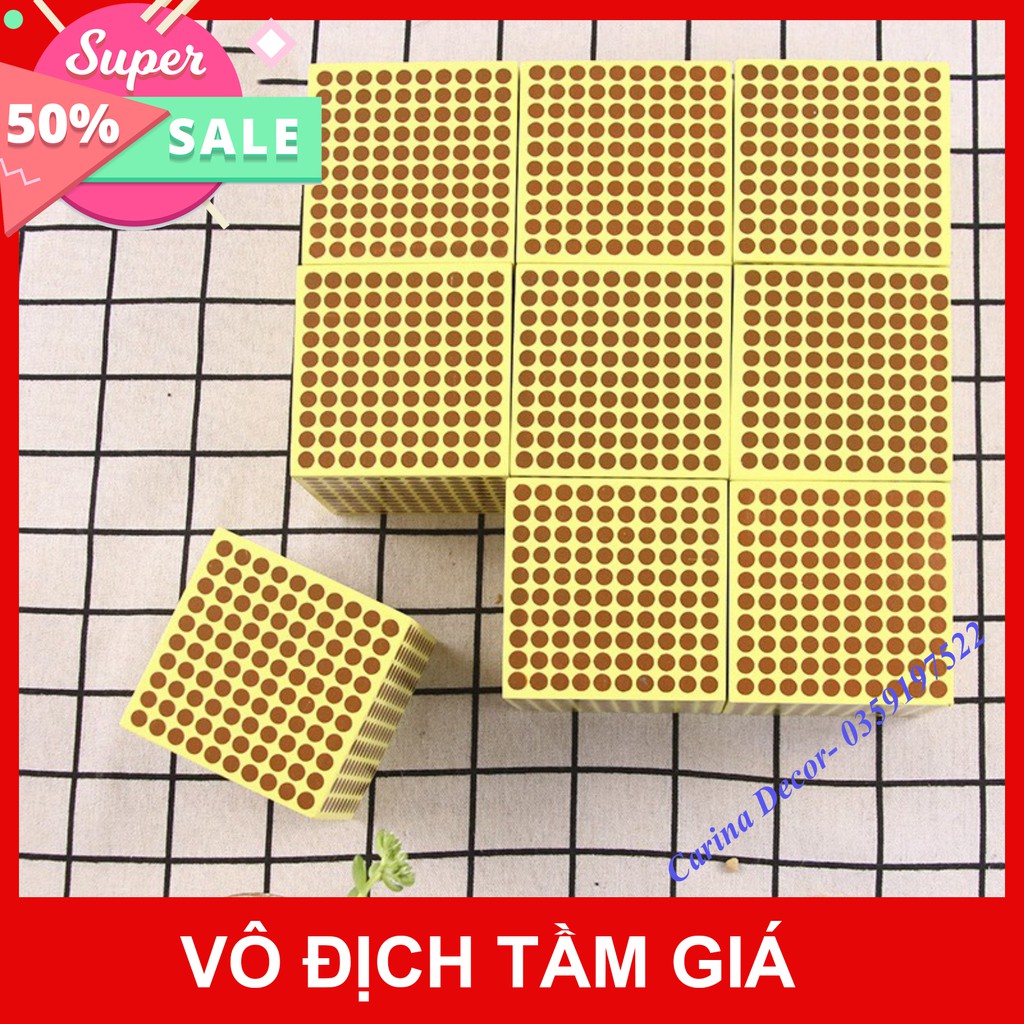 Giáo cụ Montessori - 9 khối gỗ 1000 chấm - Carina Decor