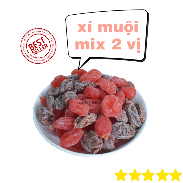 Xí muội mix 2 vị,thịt không hạt và đào NUTTY NICE, chua chua mặn mặn thích hợp ăn vặt hoặc pha các loại đồ uống