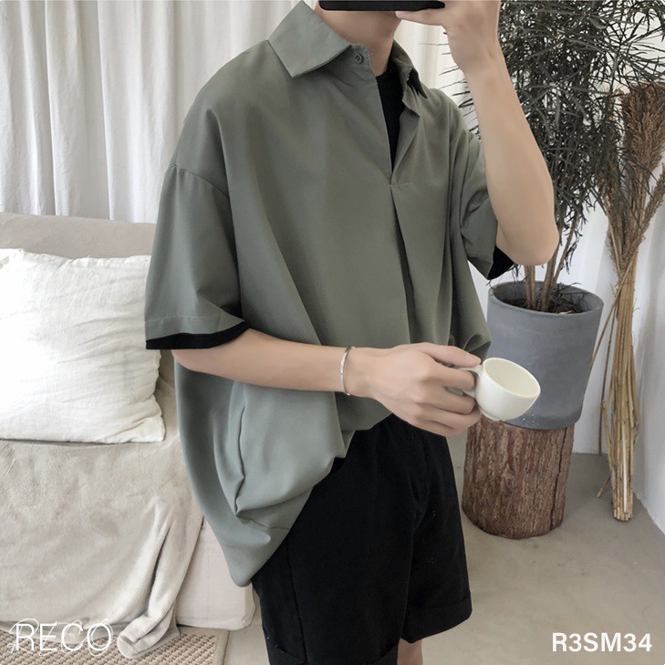 Áo sơ mi nam nữ Hàn Quốc cao cấp dáng rộng tay lỡ Shirt Loose R3SM34 [Trợ giá]