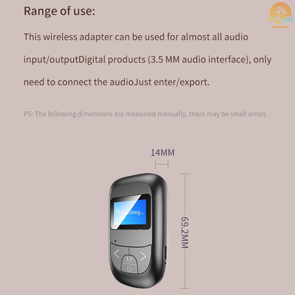 Bộ Thu Phát Âm Thanh Không Dây Bluetooth 5.0 T14 Màn Hình Lcd 3.5mm Aux Có Mic Cho Loa Và Loa Trên Xe Hơi