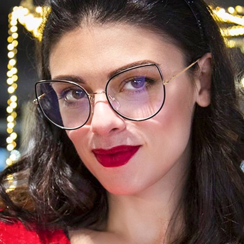 Kính Mát Mắt Mèo Nữ Gọng Kim Loại Chống Bức Xạ