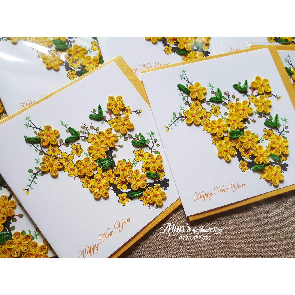 Thiệp Tết giấy xoắn [20 MẪU] ❤ Xuân 2022 - Quilling cards