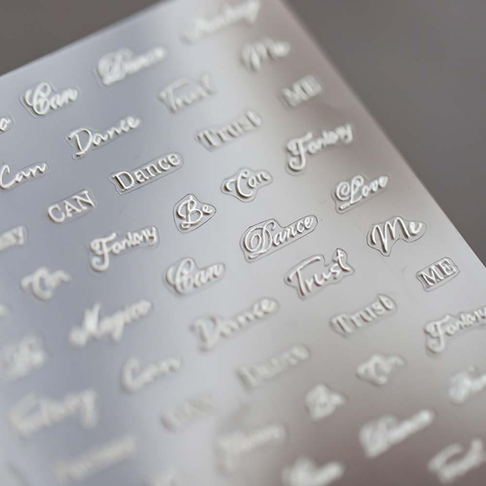 Miếng Dán Móng Tay 5D Khắc Chữ Tiếng Anh Phong Cách Nhật Bản