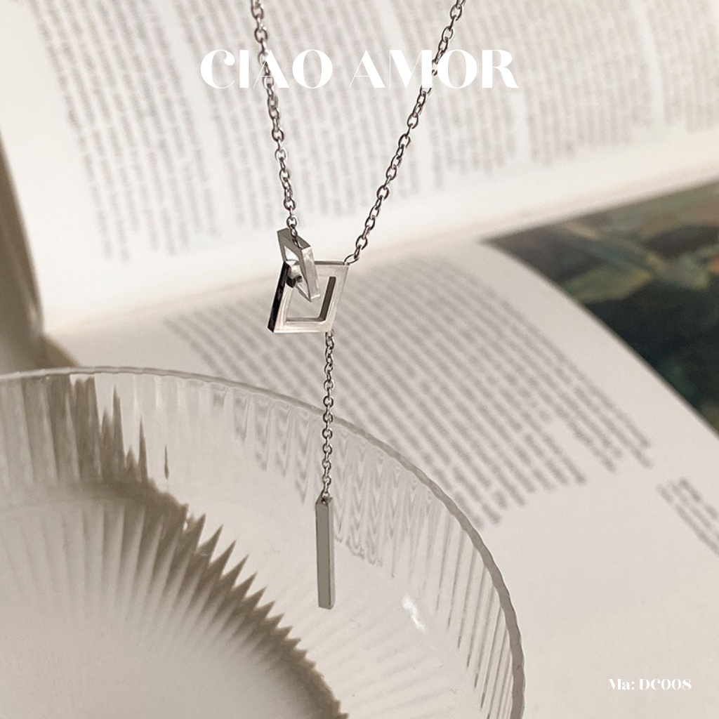 Dây chuyền nữ , vòng cổ titan vuông dài mạ vàng 18k không phai màu - Trang sức Ciao Amor - Mã DC008