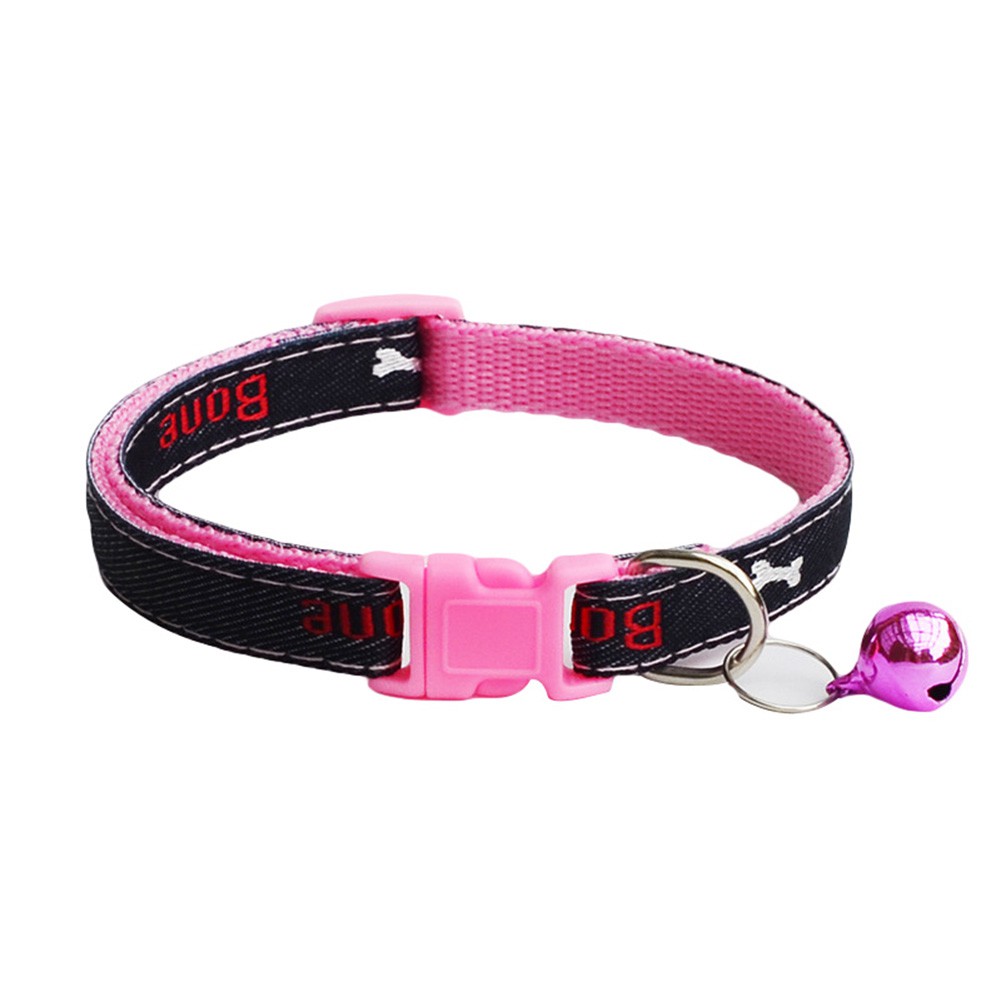 Vòng cổ thú cưng bằng vải denim có chuông