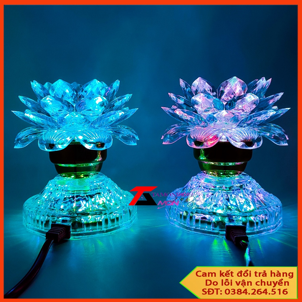 Đèn thờ Hoa Sen 2 Tầng LED đổi 7 màu đèn để bàn thờ Phật Màu trắng Tổ Tiên chưng bàn thờ đẹp